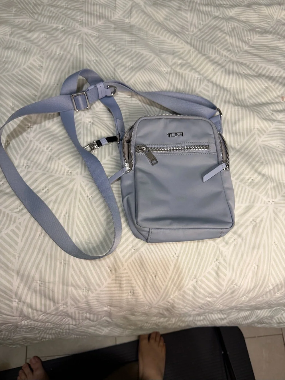 Tumi Light Blue Nylon Crossbody Belt Bag